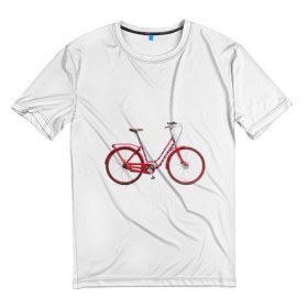 Мужская футболка 3D с принтом Велосипед в Кировске, 100% полиэфир | прямой крой, круглый вырез горловины, длина до линии бедер | bicycle | байсикл | велик | красный | москва | педали