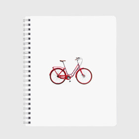 Тетрадь с принтом Велосипед в Кировске, 100% бумага | 48 листов, плотность листов — 60 г/м2, плотность картонной обложки — 250 г/м2. Листы скреплены сбоку удобной пружинной спиралью. Уголки страниц и обложки скругленные. Цвет линий — светло-серый
 | Тематика изображения на принте: bicycle | байсикл | велик | красный | москва | педали