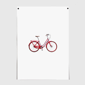 Постер с принтом Велосипед в Кировске, 100% бумага
 | бумага, плотность 150 мг. Матовая, но за счет высокого коэффициента гладкости имеет небольшой блеск и дает на свету блики, но в отличии от глянцевой бумаги не покрыта лаком | bicycle | байсикл | велик | красный | москва | педали