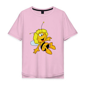 Мужская футболка хлопок Oversize с принтом пчелка Майя в Кировске, 100% хлопок | свободный крой, круглый ворот, “спинка” длиннее передней части | вилли | майя | мая | пчелка | пчёлка майя | флип