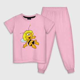 Детская пижама хлопок с принтом пчелка Майя в Кировске, 100% хлопок |  брюки и футболка прямого кроя, без карманов, на брюках мягкая резинка на поясе и по низу штанин
 | вилли | майя | мая | пчелка | пчёлка майя | флип