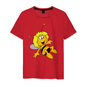Мужская футболка хлопок с принтом пчелка Майя в Кировске, 100% хлопок | прямой крой, круглый вырез горловины, длина до линии бедер, слегка спущенное плечо. | Тематика изображения на принте: вилли | майя | мая | пчелка | пчёлка майя | флип