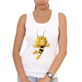 Женская майка хлопок с принтом пчелка Майя в Кировске, 95% хлопок, 5% эластан |  | вилли | майя | мая | пчелка | пчёлка майя | флип