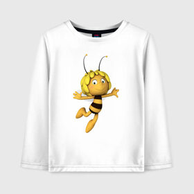 Детский лонгслив хлопок с принтом пчелка Майя в Кировске, 100% хлопок | круглый вырез горловины, полуприлегающий силуэт, длина до линии бедер | вилли | майя | мая | пчелка | пчёлка майя | флип