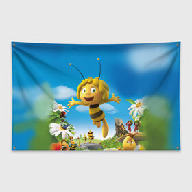 Флаг-баннер с принтом Пчелка Майя в Кировске, 100% полиэстер | размер 67 х 109 см, плотность ткани — 95 г/м2; по краям флага есть четыре люверса для крепления | вилли | майя | мая | пчелка | пчёлка майя | флип