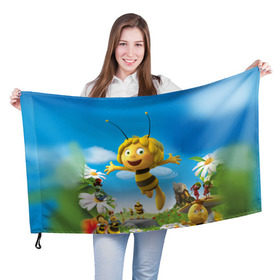 Флаг 3D с принтом Пчелка Майя в Кировске, 100% полиэстер | плотность ткани — 95 г/м2, размер — 67 х 109 см. Принт наносится с одной стороны | вилли | майя | мая | пчелка | пчёлка майя | флип