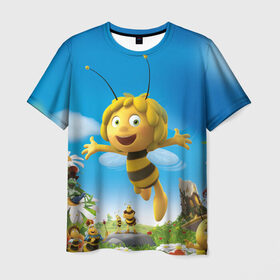 Мужская футболка 3D с принтом Пчелка Майя в Кировске, 100% полиэфир | прямой крой, круглый вырез горловины, длина до линии бедер | вилли | майя | мая | пчелка | пчёлка майя | флип