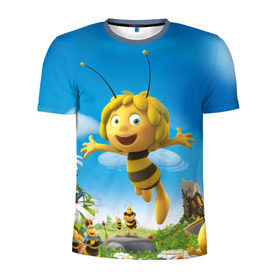 Мужская футболка 3D спортивная с принтом Пчелка Майя в Кировске, 100% полиэстер с улучшенными характеристиками | приталенный силуэт, круглая горловина, широкие плечи, сужается к линии бедра | вилли | майя | мая | пчелка | пчёлка майя | флип