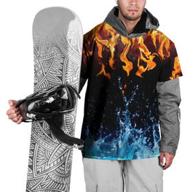 Накидка на куртку 3D с принтом Две стихии в Кировске, 100% полиэстер |  | Тематика изображения на принте: cold | fire | ice | вода water | лёд | огонь | пламя | стихиz | холод