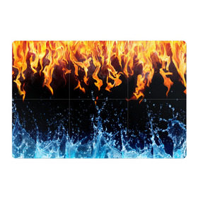 Магнитный плакат 3Х2 с принтом Две стихии в Кировске, Полимерный материал с магнитным слоем | 6 деталей размером 9*9 см | Тематика изображения на принте: cold | fire | ice | вода water | лёд | огонь | пламя | стихиz | холод