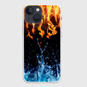 Чехол для iPhone 13 mini с принтом Две стихии в Кировске,  |  | cold | fire | ice | вода water | лёд | огонь | пламя | стихиz | холод