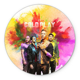 Коврик круглый с принтом Coldplay в Кировске, резина и полиэстер | круглая форма, изображение наносится на всю лицевую часть | cold play | rock | колд плей | колд плэй | колдплей | колдплэй | рок