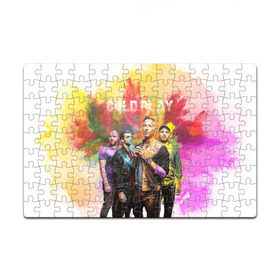 Пазл магнитный 126 элементов с принтом Coldplay в Кировске, полимерный материал с магнитным слоем | 126 деталей, размер изделия —  180*270 мм | cold play | rock | колд плей | колд плэй | колдплей | колдплэй | рок