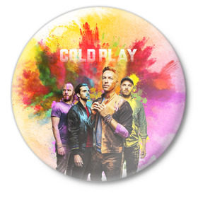 Значок с принтом Coldplay в Кировске,  металл | круглая форма, металлическая застежка в виде булавки | cold play | rock | колд плей | колд плэй | колдплей | колдплэй | рок
