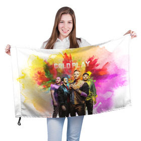 Флаг 3D с принтом Coldplay в Кировске, 100% полиэстер | плотность ткани — 95 г/м2, размер — 67 х 109 см. Принт наносится с одной стороны | cold play | rock | колд плей | колд плэй | колдплей | колдплэй | рок