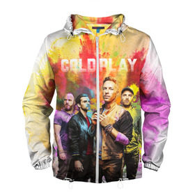 Мужская ветровка 3D с принтом Coldplay в Кировске, 100% полиэстер | подол и капюшон оформлены резинкой с фиксаторами, два кармана без застежек по бокам, один потайной карман на груди | cold play | rock | колд плей | колд плэй | колдплей | колдплэй | рок