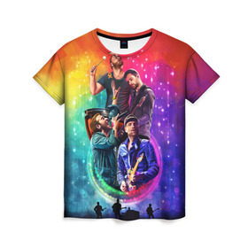 Женская футболка 3D с принтом Coldplay в Кировске, 100% полиэфир ( синтетическое хлопкоподобное полотно) | прямой крой, круглый вырез горловины, длина до линии бедер | 