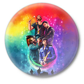 Значок с принтом Coldplay в Кировске,  металл | круглая форма, металлическая застежка в виде булавки | 