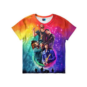 Детская футболка 3D с принтом Coldplay в Кировске, 100% гипоаллергенный полиэфир | прямой крой, круглый вырез горловины, длина до линии бедер, чуть спущенное плечо, ткань немного тянется | Тематика изображения на принте: 