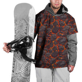 Накидка на куртку 3D с принтом Голем в Кировске, 100% полиэстер |  | вулкан | голем | демон | жара | камень | лава | огонь | пламя | солнце