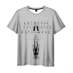 Мужская футболка 3D с принтом Лампочки в Кировске, 100% полиэфир | прямой крой, круглый вырез горловины, длина до линии бедер | stranger things | гирлянда | очень странные дела