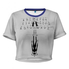 Женская футболка 3D укороченная с принтом Лампочки в Кировске, 100% полиэстер | круглая горловина, длина футболки до линии талии, рукава с отворотами | stranger things | гирлянда | очень странные дела