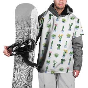 Накидка на куртку 3D с принтом Кактусы в Кировске, 100% полиэстер |  | горшок | зеленый | кактус | принт | растение | флора | цветы