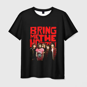 Мужская футболка 3D с принтом Группа Bring Me the Horizon в Кировске, 100% полиэфир | прямой крой, круглый вырез горловины, длина до линии бедер | bmth | bring me the horizon | альтернативный метал | альтернативный рок | группа | достань для меня горизонт | дэткор | метал | рок | электроник рок