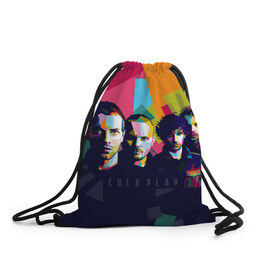 Рюкзак-мешок 3D с принтом Coldplay в Кировске, 100% полиэстер | плотность ткани — 200 г/м2, размер — 35 х 45 см; лямки — толстые шнурки, застежка на шнуровке, без карманов и подкладки | cold play | rock | колд плей | колд плэй | колдплей | колдплэй | рок