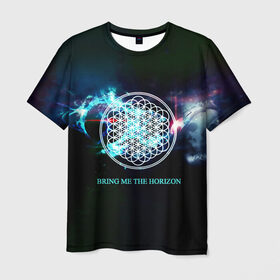 Мужская футболка 3D с принтом Bring Me the Horizon космос в Кировске, 100% полиэфир | прямой крой, круглый вырез горловины, длина до линии бедер | bmth | bring me the horizon | альтернативный метал | альтернативный рок | группа | достань для меня горизонт | дэткор | метал | рок | электроник рок
