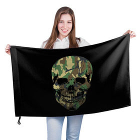 Флаг 3D с принтом Череп Армия в Кировске, 100% полиэстер | плотность ткани — 95 г/м2, размер — 67 х 109 см. Принт наносится с одной стороны | army | biker | ffm | skeleton | skull | армия | байкер | камуфляж | каска | скелет | череп | шлем