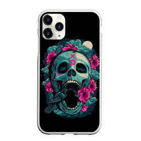 Чехол для iPhone 11 Pro матовый с принтом Dia de Muertos в Кировске, Силикон |  | кости | праздник | птица | скелет | хэллоуин | цветы | череп