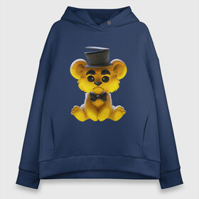 Женское худи Oversize хлопок с принтом Golden Freddy в Кировске, френч-терри — 70% хлопок, 30% полиэстер. Мягкий теплый начес внутри —100% хлопок | боковые карманы, эластичные манжеты и нижняя кромка, капюшон на магнитной кнопке | five nights at freddys | golden freddy | золотой фредди | медведь | мишка