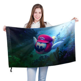 Флаг 3D с принтом Super Mario / Марио в Кировске, 100% полиэстер | плотность ткани — 95 г/м2, размер — 67 х 109 см. Принт наносится с одной стороны | nintendo | марио | нинтендо