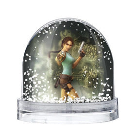 Снежный шар с принтом TOMB RAIDER в Кировске, Пластик | Изображение внутри шара печатается на глянцевой фотобумаге с двух сторон | game | girl | gun | lara croft | tomb raider | девушка | игра | оружие | пистолет