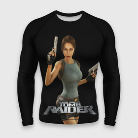 Мужской рашгард 3D с принтом TOMB RAIDER в Кировске,  |  | game | girl | gun | lara croft | tomb raider | девушка | игра | оружие | пистолет