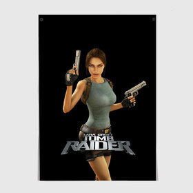 Постер с принтом TOMB RAIDER в Кировске, 100% бумага
 | бумага, плотность 150 мг. Матовая, но за счет высокого коэффициента гладкости имеет небольшой блеск и дает на свету блики, но в отличии от глянцевой бумаги не покрыта лаком | Тематика изображения на принте: game | girl | gun | lara croft | tomb raider | девушка | игра | оружие | пистолет