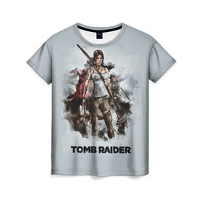 Женская футболка 3D с принтом TOMB RAIDER в Кировске, 100% полиэфир ( синтетическое хлопкоподобное полотно) | прямой крой, круглый вырез горловины, длина до линии бедер | game | girl | gun | lara croft | tomb raider | девушка | игра | оружие | пистолет