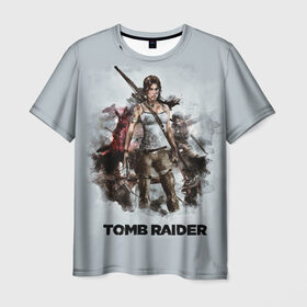 Мужская футболка 3D с принтом TOMB RAIDER в Кировске, 100% полиэфир | прямой крой, круглый вырез горловины, длина до линии бедер | game | girl | gun | lara croft | tomb raider | девушка | игра | оружие | пистолет