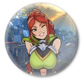 Значок с принтом paladins cassie в Кировске,  металл | круглая форма, металлическая застежка в виде булавки | 3d | art | game | online | paladins | video