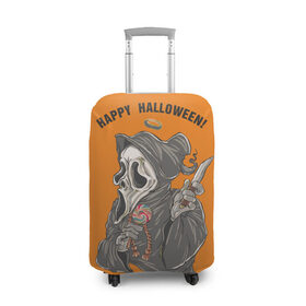 Чехол для чемодана 3D с принтом Happy Halloween в Кировске, 86% полиэфир, 14% спандекс | двустороннее нанесение принта, прорези для ручек и колес | helloween |  хэллоуин | день всех святых | крик | нож | праздник | ужас | хеллоуин | хеловин | хелоуин