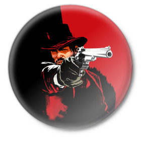 Значок с принтом Red Dead Redemption в Кировске,  металл | круглая форма, металлическая застежка в виде булавки | cowboy | game | gun | jim | red dead redemption | rockstar | west | вестерн | дикий запад | игра | ковбой | оружие | пистолет
