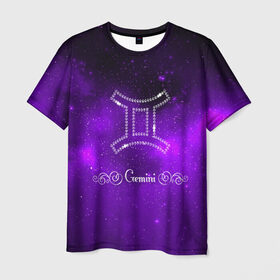 Мужская футболка 3D с принтом Близнецы в Кировске, 100% полиэфир | прямой крой, круглый вырез горловины, длина до линии бедер | близнецы | звезды | знаки зодиака | космос | созвездие