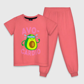 Детская пижама хлопок с принтом Avo-Cardio в Кировске, 100% хлопок |  брюки и футболка прямого кроя, без карманов, на брюках мягкая резинка на поясе и по низу штанин
 | авокадо | еда | кардио | спорт