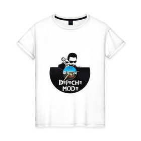 Женская футболка хлопок с принтом Depeche Mode винил в Кировске, 100% хлопок | прямой крой, круглый вырез горловины, длина до линии бедер, слегка спущенное плечо | 