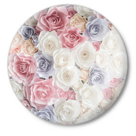 Значок с принтом Букет из роз в Кировске,  металл | круглая форма, металлическая застежка в виде булавки | розы | цветы
