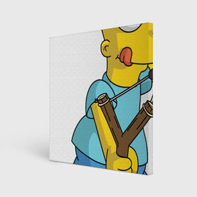 Холст квадратный с принтом Bart Simpson в Кировске, 100% ПВХ |  | барт | разбойник | рогатка. | симпсоны