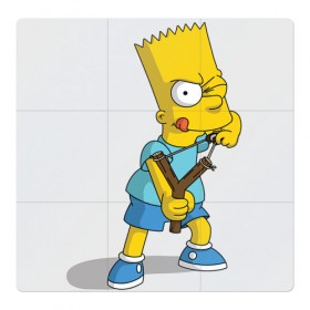 Магнитный плакат 3Х3 с принтом Bart Simpson в Кировске, Полимерный материал с магнитным слоем | 9 деталей размером 9*9 см | Тематика изображения на принте: барт | разбойник | рогатка. | симпсоны