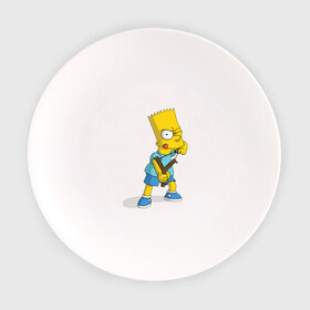 Тарелка с принтом Bart Simpson в Кировске, фарфор | диаметр - 210 мм
диаметр для нанесения принта - 120 мм | барт | разбойник | рогатка. | симпсоны