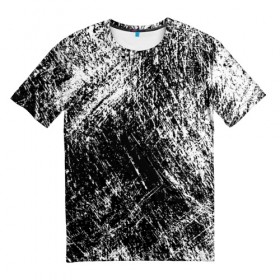 Мужская футболка 3D с принтом Просто штрихи в Кировске, 100% полиэфир | прямой крой, круглый вырез горловины, длина до линии бедер | абстракция | абстракция красок | брызги красок | краска | потертость красок | текстура | царапины | черно белый | штрихи